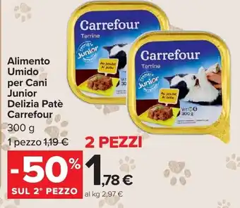 Carrefour Market Alimento Umido per Cani Junior Delizia Patè Carrefour offerta