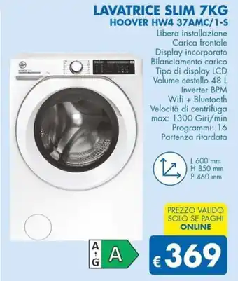 MD Discount Lavatrice slim 7kg HOOVER HW4 37AMC/1-S offerta