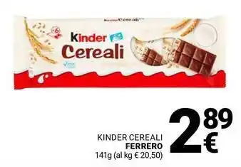 Supermercati Gulliver Kinder cereali FERRERO offerta