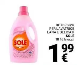 Supermercati Gulliver Detersivo per lavatrice lana e delicati SOLE offerta