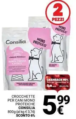 Supermercati Gulliver Crocchette per cani mono proteiche CONSILIA offerta