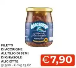 Mercatò Filetti di acciughe all'olio di semi di girasole aliciotte offerta