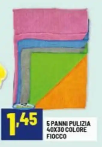 Risparmio Casa 5 panni pulizia 40x30 colore fiocco offerta