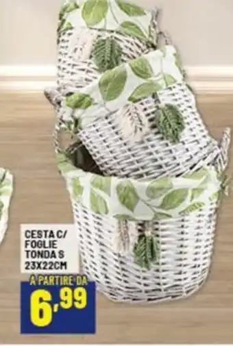 Risparmio Casa Cesta c/ foglie tondas 23x22cm offerta