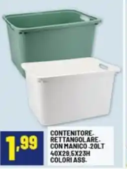 Risparmio Casa Contenitore. rettangolare- con manico.20lt 40x29,5x23h colori ass offerta