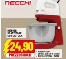 Risparmio Casa NECCHI NK9109 Sbattitore con ciotola offerta