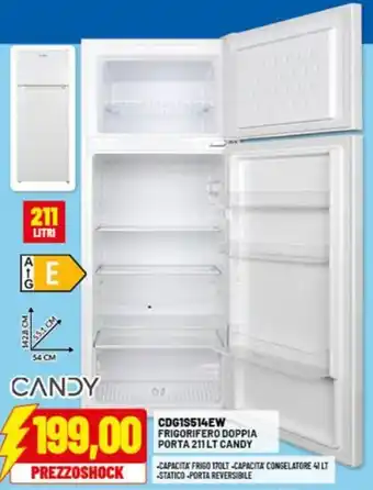 Risparmio Casa Candy cdg1s514ew frigorifero doppia porta 211 lt candy offerta