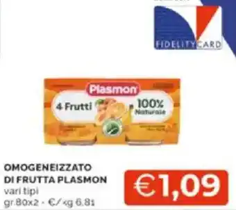 Mercatò Omogeneizzato di frutta plasmon vari tipi offerta