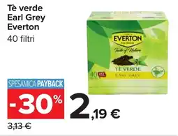 Carrefour Tè verde Earl Grey Everton offerta