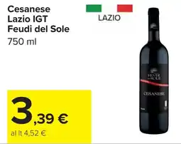 Carrefour Cesanese Lazio IGT Feudi del Sole offerta