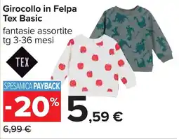 Carrefour Girocollo in Felpa Tex Basic offerta