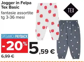 Carrefour Jogger in Felpa Tex Basic offerta