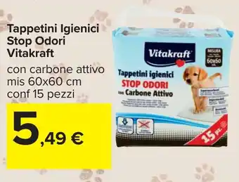 Carrefour Tappetini Igienici Stop Odori Vitakraft offerta