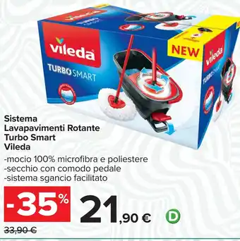 Carrefour Sistema Lavapavimenti Rotante Turbo Smart Vileda offerta