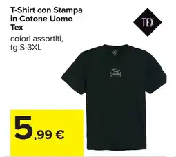 Carrefour T-Shirt con Stampa in Cotone Uomo Tex offerta