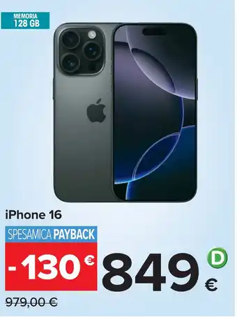 Carrefour iPhone 16 offerta