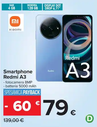 Carrefour Smartphone Redmi A3 offerta