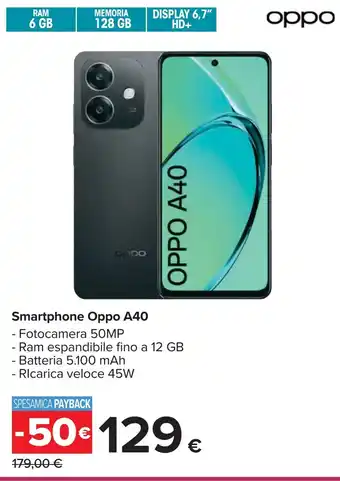 Carrefour Smartphone Oppo A40 offerta