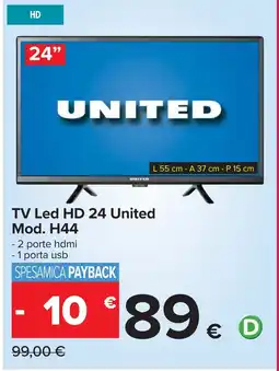 Carrefour TV Led HD 24 United Mod. H44 offerta