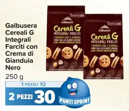 Carrefour Galbusera Cereali G Integrali Farciti con Crema di Gianduia Nero offerta