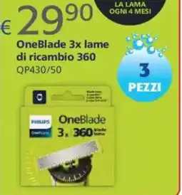 Acqua & Sapone PHILIPS OneBlade 3x lame di ricambio 360 QP430/50 offerta