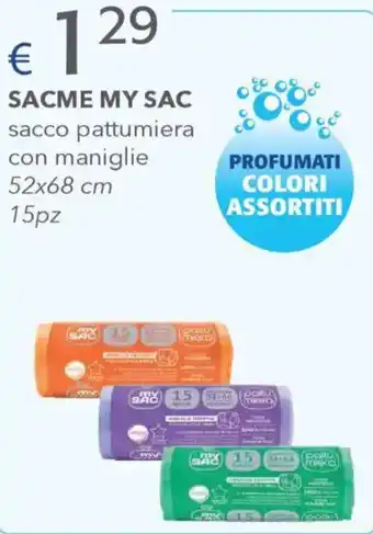 Acqua & Sapone SACME MY SAC sacco pattumiera con maniglie 52x68 cm offerta