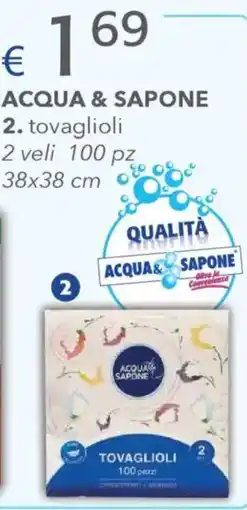 Acqua & Sapone ACQUA & SAPONE tovaglioli 2 veli 100 pz 38x38 cm offerta