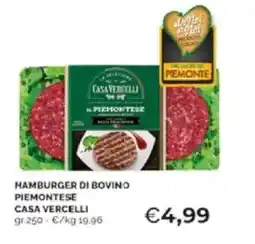 Mercatò Hamburger di bovino piemontese casa vercelli offerta