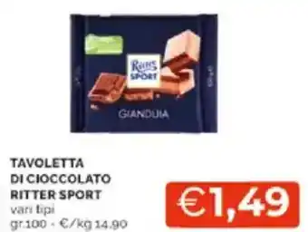 Mercatò Tavoletta di cioccolato ritter sport vari tipi offerta