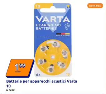 Action Batterie per apparecchi acustici Varta 10 offerta