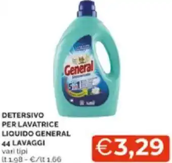 Mercatò Detersivo per lavatrice liquido general 44 lavaggi vari tipi offerta