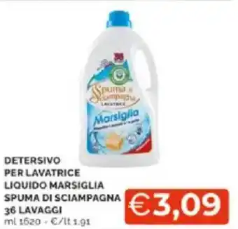 Mercatò Detersivo per lavatrice liquido marsiglia spuma di sciampagna 36 lavaggi offerta