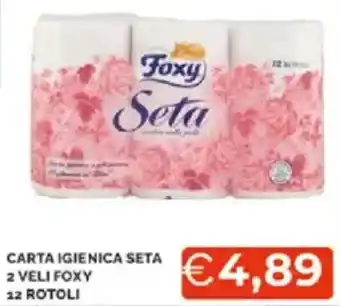 Mercatò Carta igienica seta 2 veli foxy 12 rotoli offerta