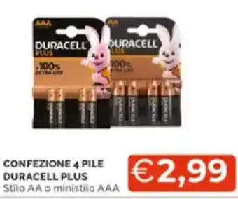 Mercatò Confezione 4 pile duracell plus stilo aa o ministila aaa offerta