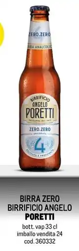 Metro Birra zero birrificio angelo PORETTI offerta