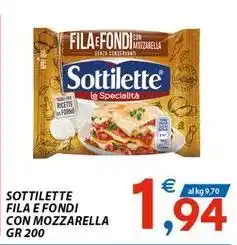 Vivo Supermercati Sottilette fila e fondi con mozzarella offerta