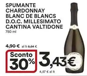 Ipercoop Spumante chardonnay blanc de blancs d.o.c. millesimato cantina VALTIDONE offerta