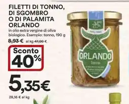 Ipercoop Filetti di tonno, di sgombro o di palamita ORLANDO offerta