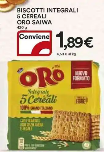 Ipercoop Biscotti integrali 5 cereali ORO SAIWA offerta