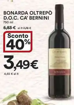 Ipercoop Bonarda oltrepò d.o.c. ca' BERNINI offerta