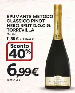 Ipercoop Spumante metodo classico pinot nero brut d.o.c.g. TORREVILLA offerta