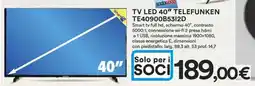 Ipercoop TV led 40" TELEFUNKEN TE40900B5312D offerta