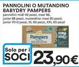 Ipercoop Pannolini o mutandino babydry PAMPERS offerta