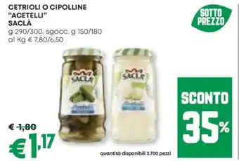 Pam Cetrioli o cipolline "acetelli" saclà offerta