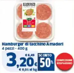 Sigma Hamburger di tacchino amadori 4 pezzi offerta