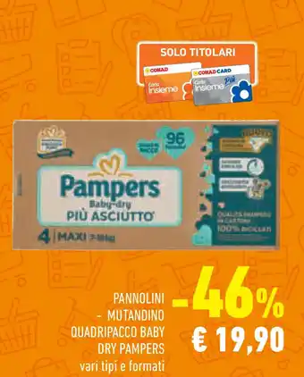 Conad Pannolini mutandino quadripacco baby DRY PAMPERS offerta