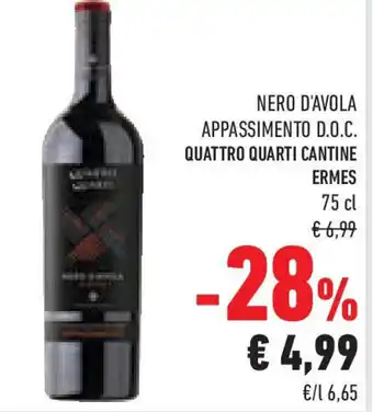 Conad Nero d'avola appassimento d.o.c. quattro quarti cantine ERMES offerta