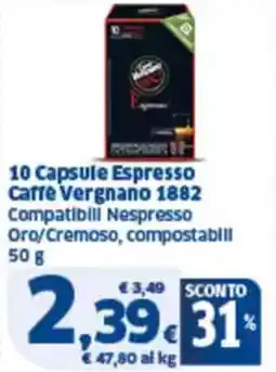 Sigma 10 capsule espresso caffe vergnano 1882 offerta