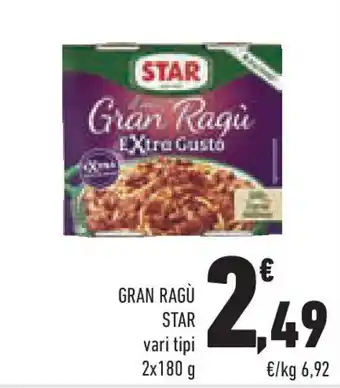 Conad Gran ragù STAR vari tipi offerta