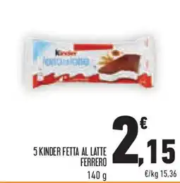 Conad 5 kinder fetta al latte FERRERO offerta